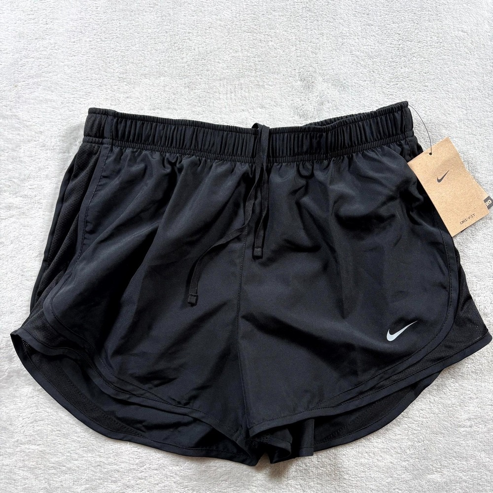 Nike‎ Dri Fit Tempo Running Shorts Womens Medium Black Mesh Panels Athleisure